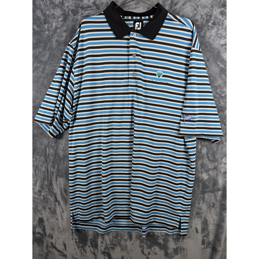 FootJoy Polo Shirt Mens 3XL Blue Stripe The Barclays Golf Embroidered Logo